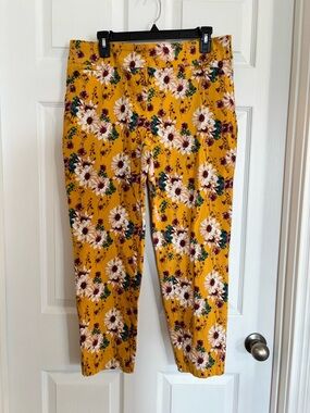 Cato Mustard Floral Cropped Pants